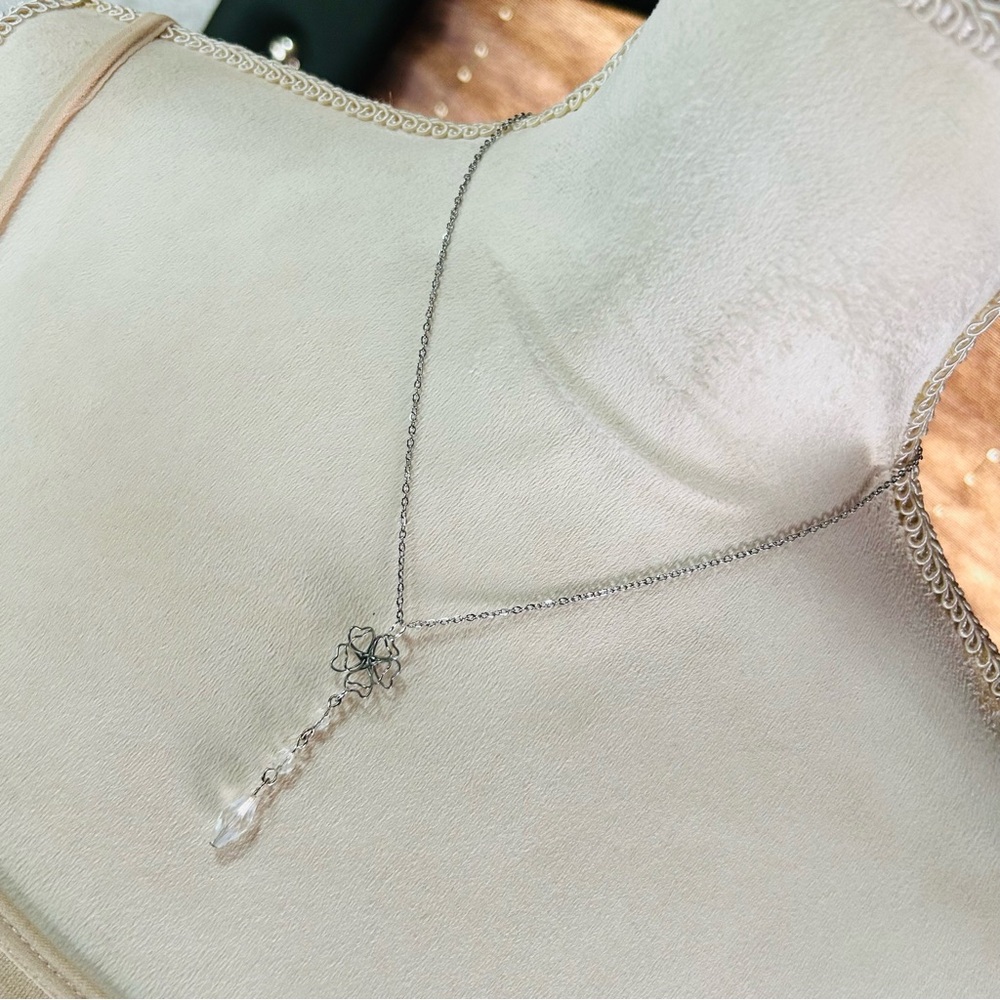 Handcrafted wired floral acrylic chandelier pendant on chain necklace